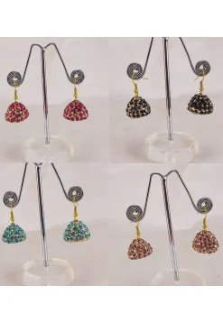 Stone Studded Combo Jhumka Style Earrings