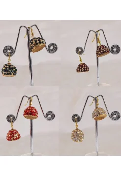 Stone Studded Combo Jhumka Style Earrings