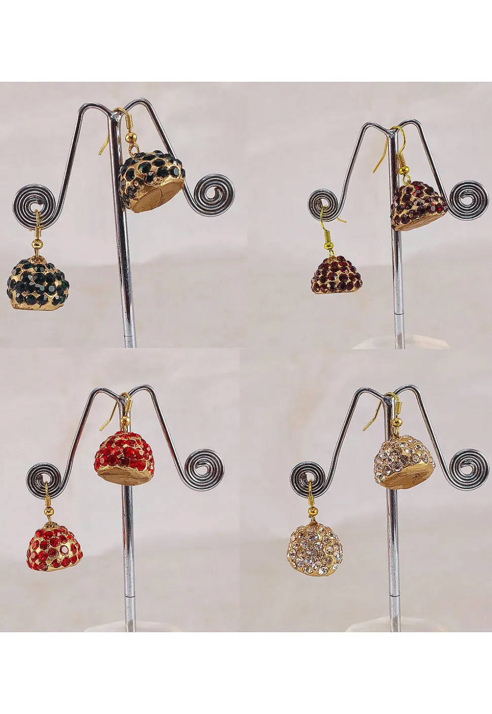 Stone Studded Combo Jhumka Style Earrings
