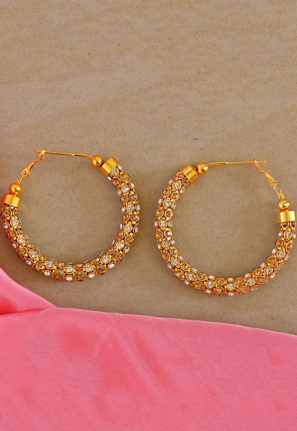 Stone Studded Hoop Earrings