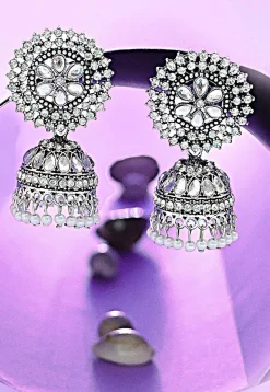 Stone Studded Jhumka Style Earrings