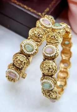 Stone Studded Openable Bangle Pair