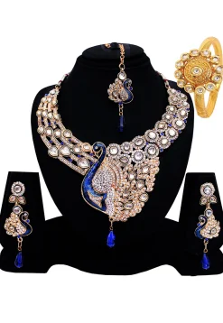 Stone Studded Peacock Style Necklace Set