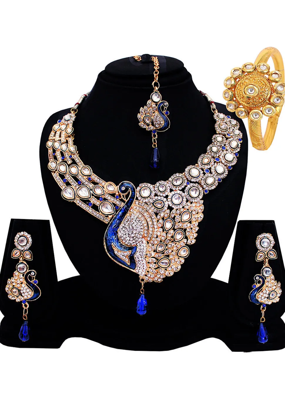 Stone Studded Peacock Style Necklace Set