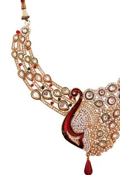 Stone Studded Peacock Style Necklace Set