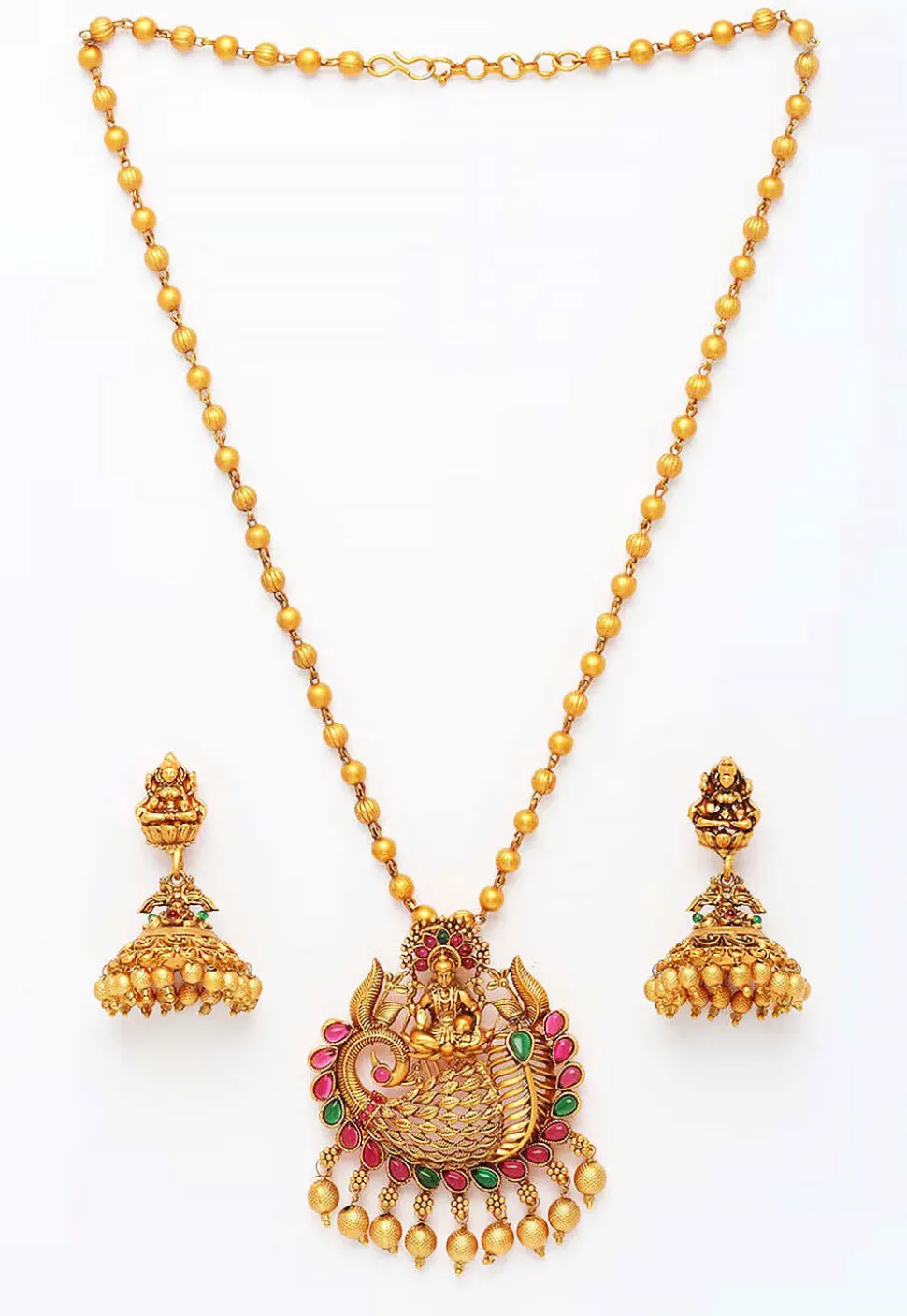 Stone Studded Temple Necklace Set