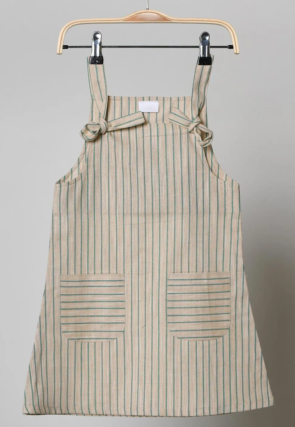 Stripe Printed Cotton Dress in Beige