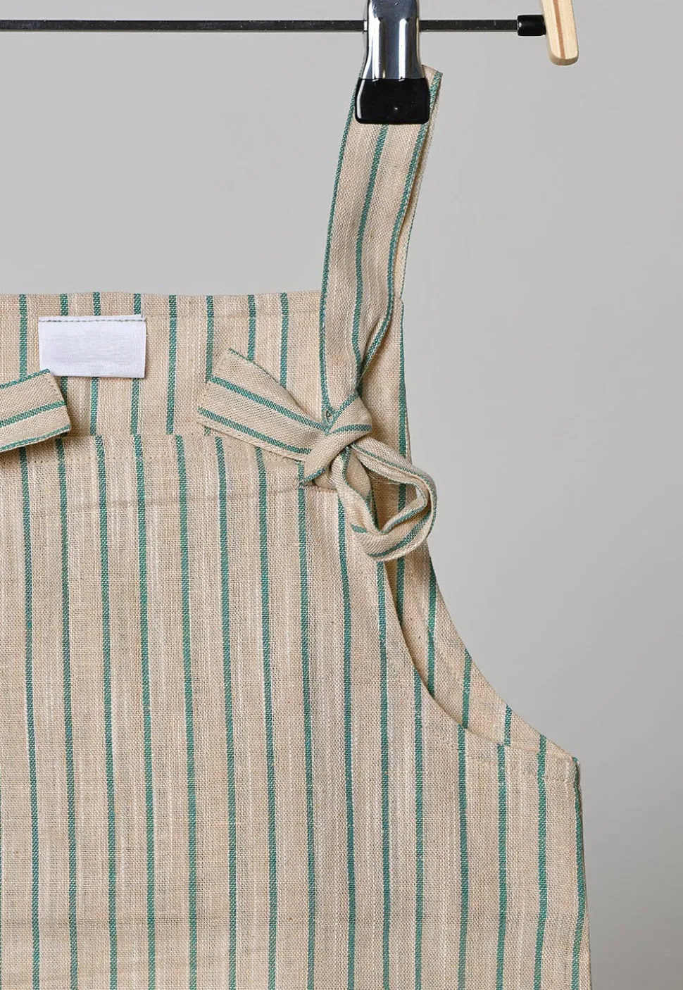 Stripe Printed Cotton Dress in Beige