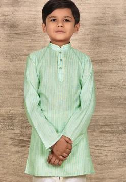 Stripe Printed Cotton Kurta in Sea Green