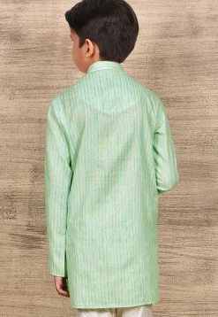 Stripe Printed Cotton Kurta in Sea Green