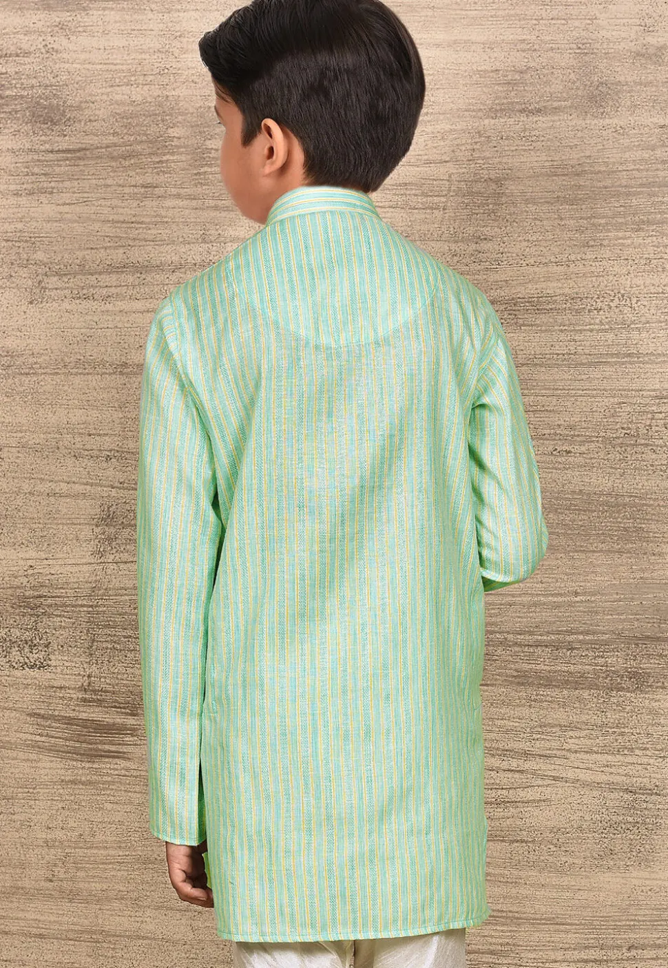 Stripe Printed Cotton Kurta in Sea Green