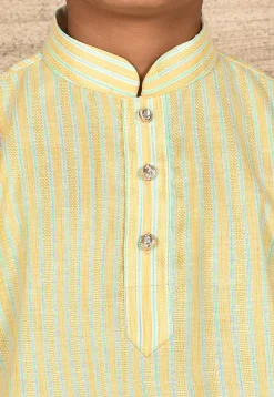 Stripe Printed Cotton Kurta in Yellow