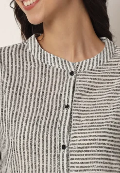 Stripe Printed Cotton Kurti in Off White
