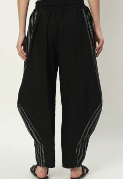 Stripe Printed Pure Cotton Pant in Black