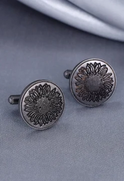 Sunflower Glitter Metallic Cufflink Pair