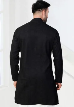 Textured Rayon Kurta in Black