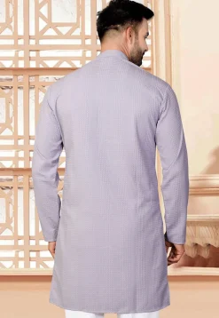 Textured Rayon Kurta in Purple