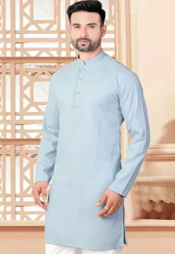 Textured Rayon Kurta in Sky Blue