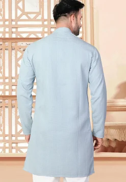 Textured Rayon Kurta in Sky Blue