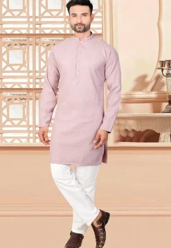 Textured Rayon Kurta Set in Pink