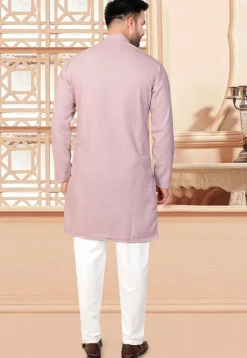 Textured Rayon Kurta Set in Pink