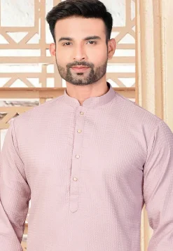 Textured Rayon Kurta Set in Pink