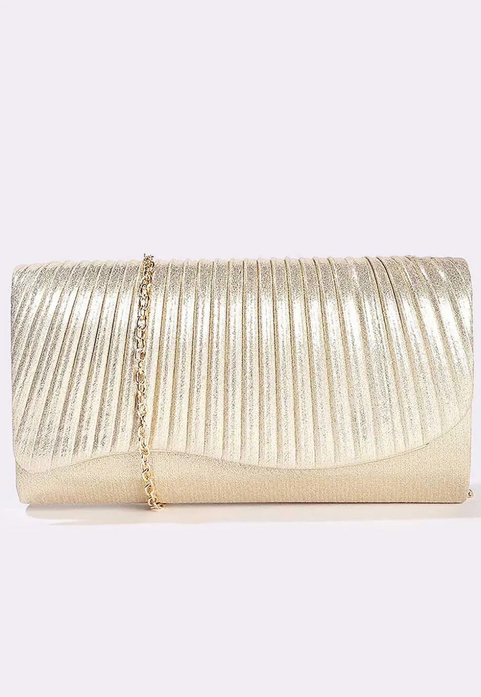 Textured Synthetic Rectangular Clutch Bag in Golden