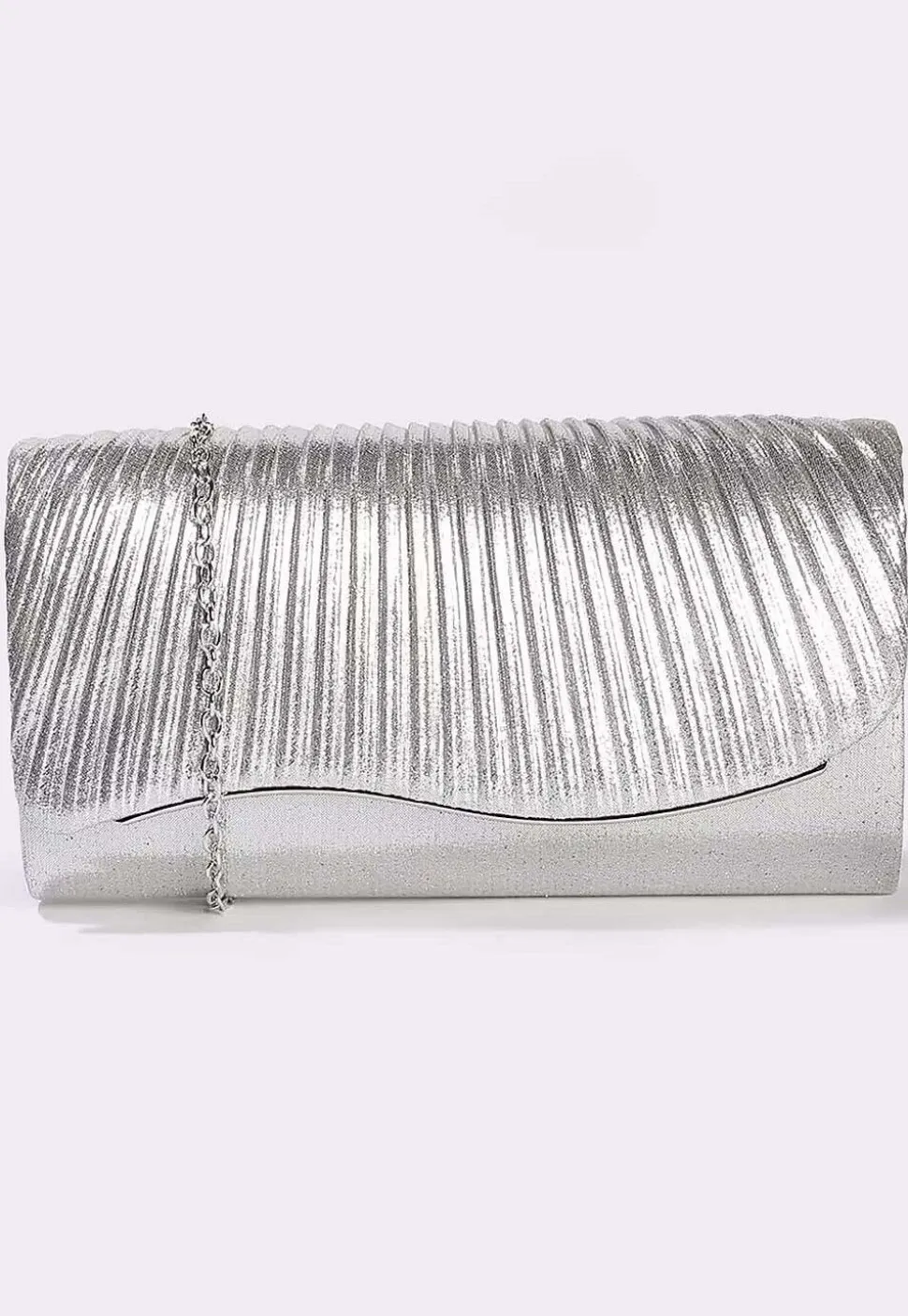 Textured Synthetic Rectangular Clutch Bag in Silver