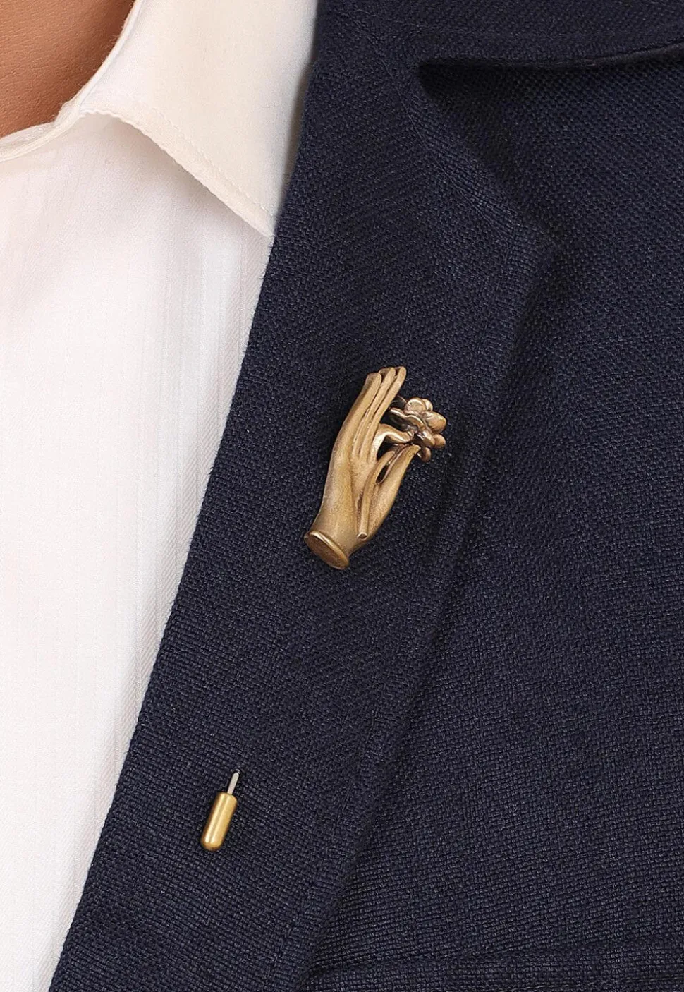 The Lotus Hand Metallic Lapel Pin