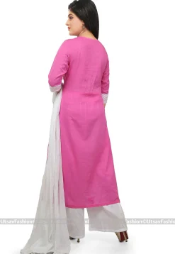Tie Dye Cotton Pakistani Suit in Pink