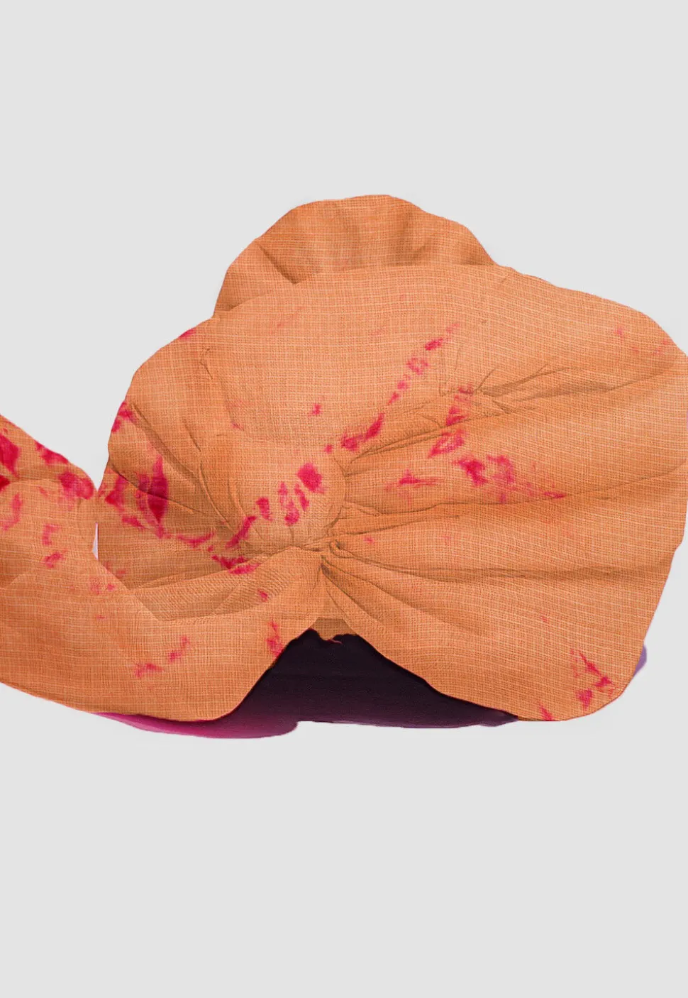 Tie Dye Printed Pure Kota Silk Unisex Turban in Light Orange