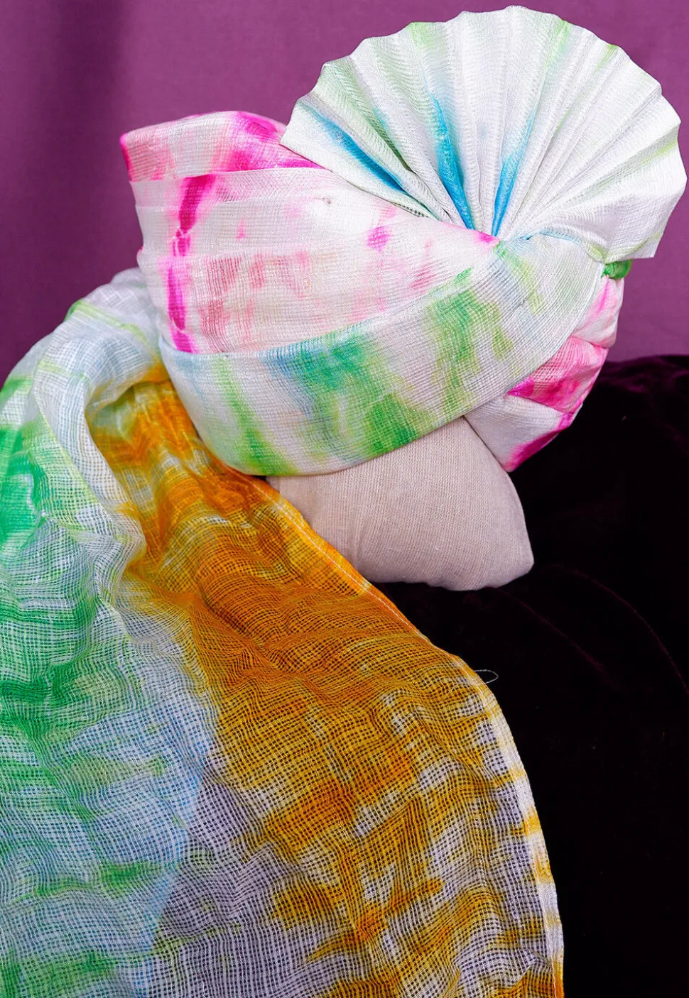 Tie Dye Printed Pure Kota Silk Unisex Turban in Multicolour