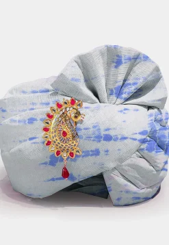 Tie Dye Printed Pure Kota Silk Unisex Turban in White