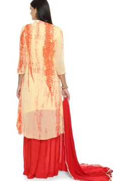 Tie Dyed Georgette Pakistani Suit in Beige