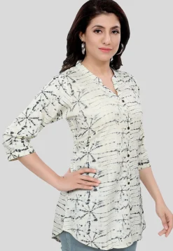 Tie Dyed Rayon Tunic in Off White