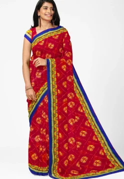 Tie N Dye Georgette Saree in Red