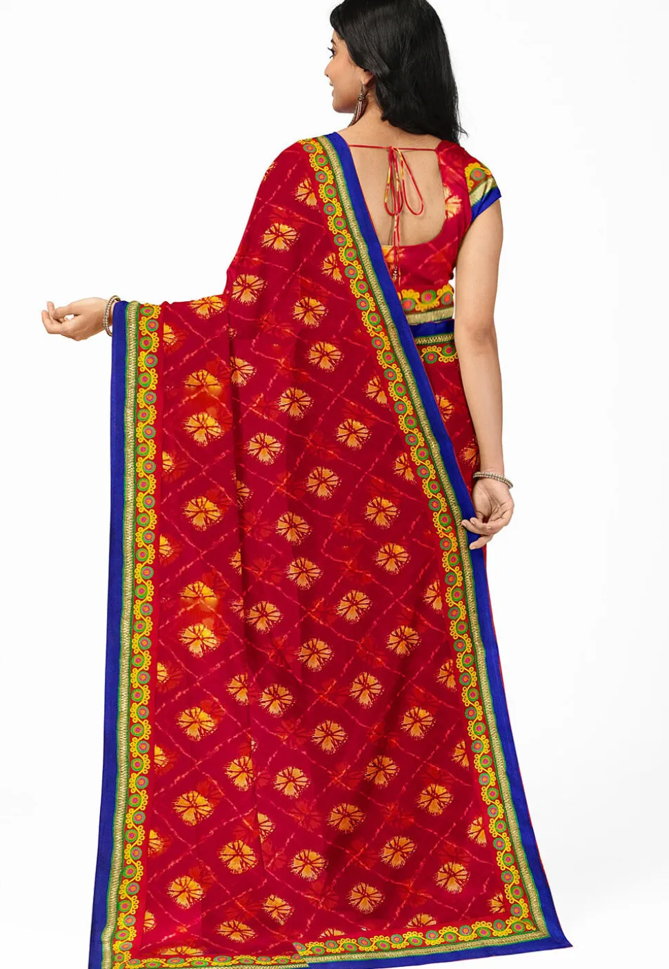 Tie N Dye Georgette Saree in Red
