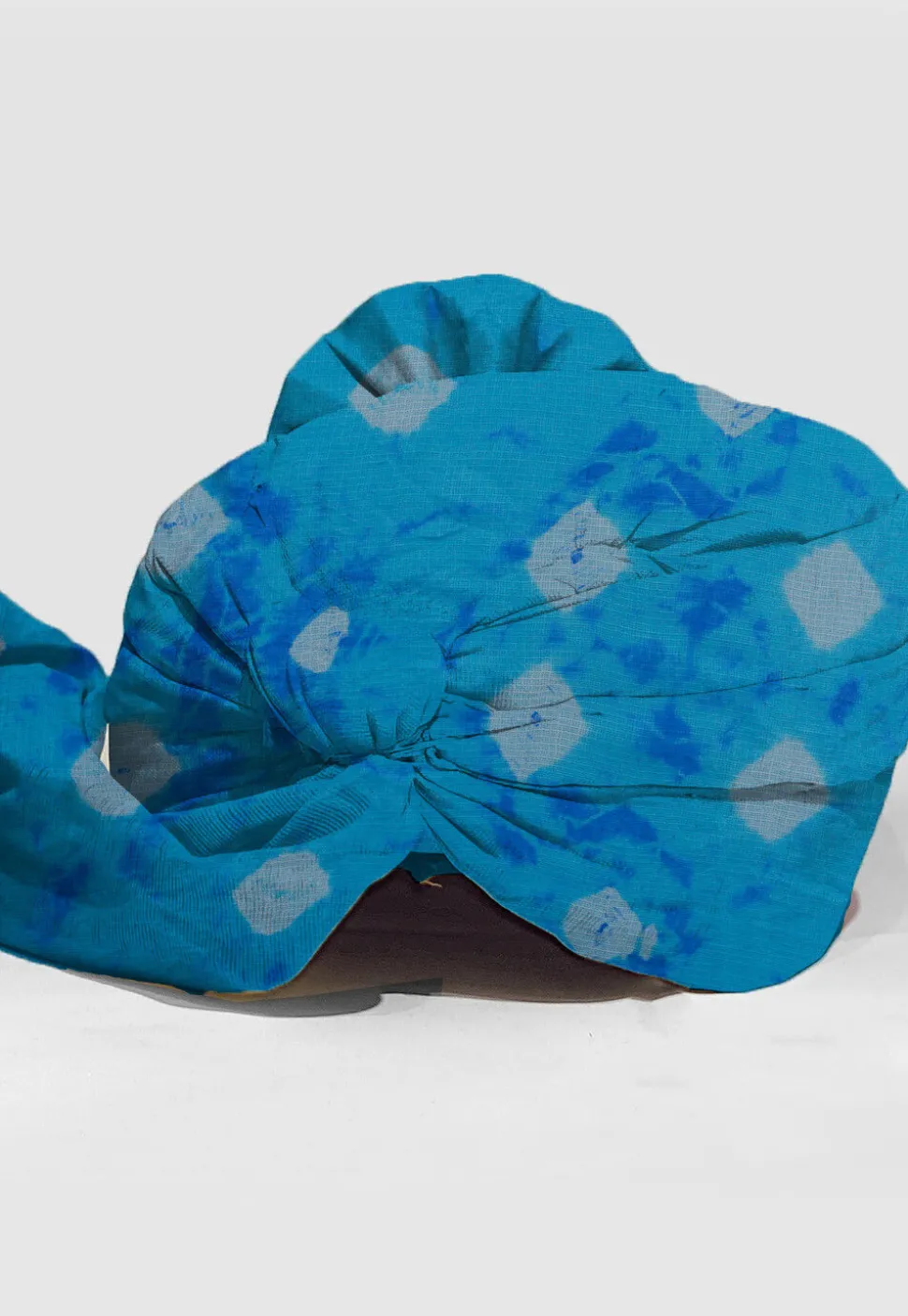Tie N Dye Printed Pure Kota Silk Unisex Turban in Sky Blue