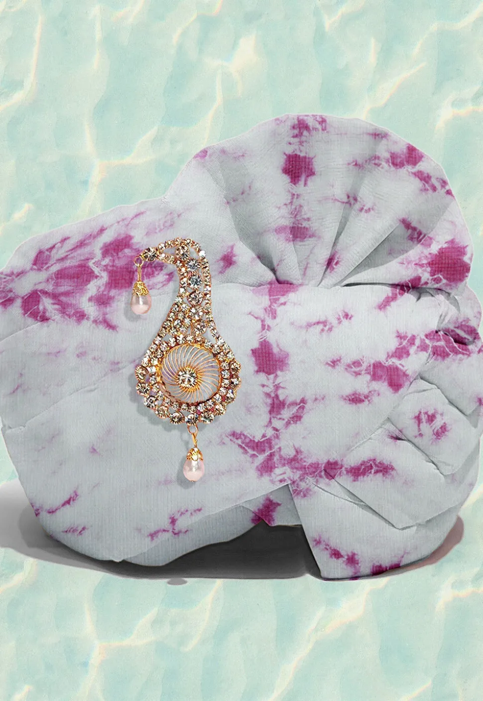 Tie N Dye Pure Kota Silk Kids Turban in White