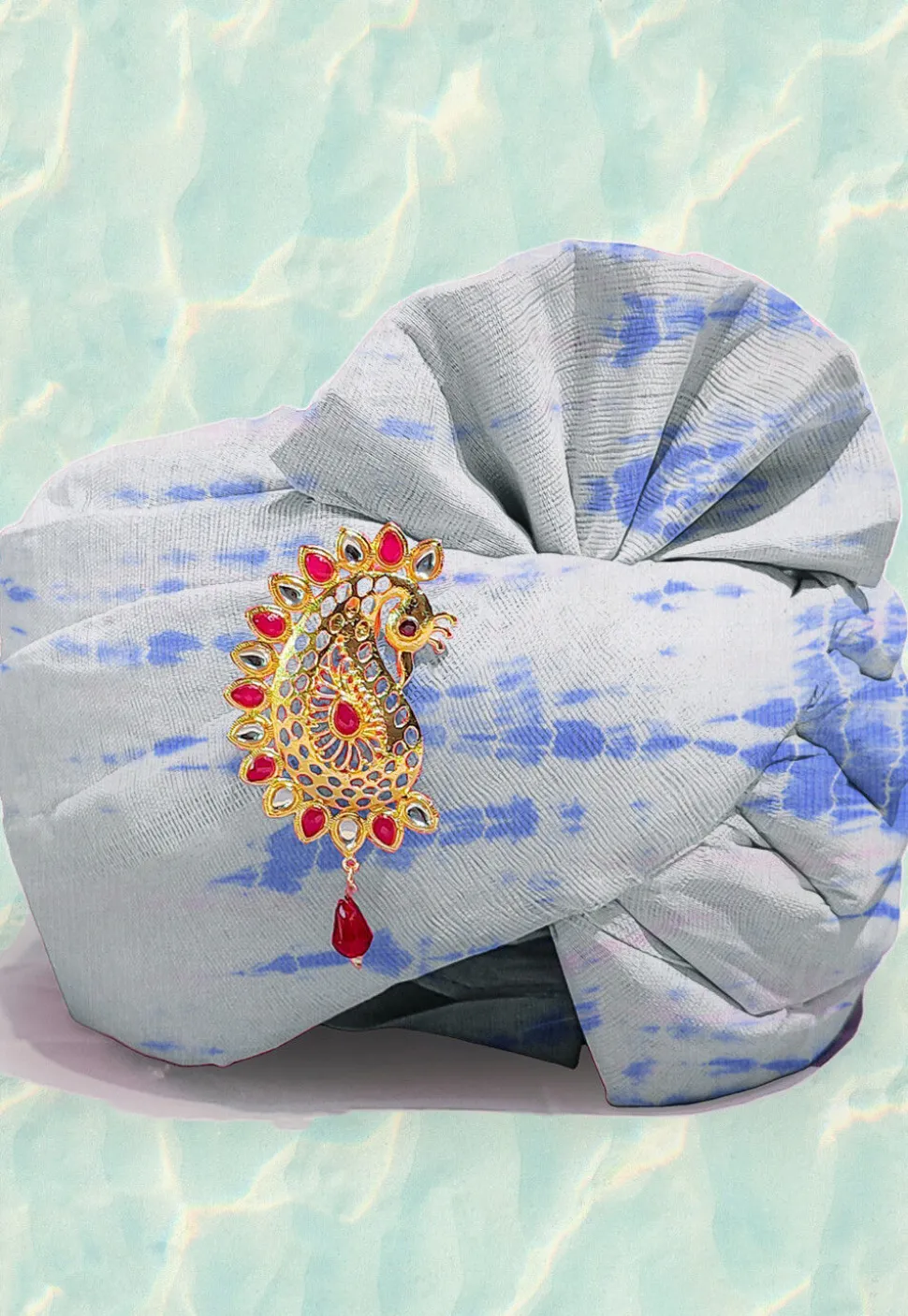 Tie N Dye Pure Kota Silk Kids Turban in White