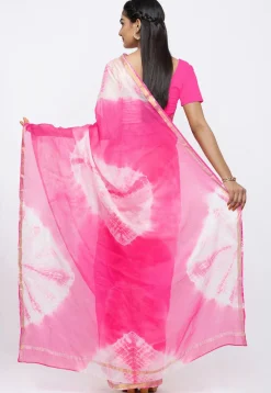 Tie N Dye Pure Kota Silk Saree in Shaded Pink
