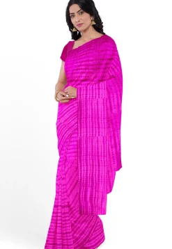 Tie N Dye Pure Silk Saree in Fuchsia