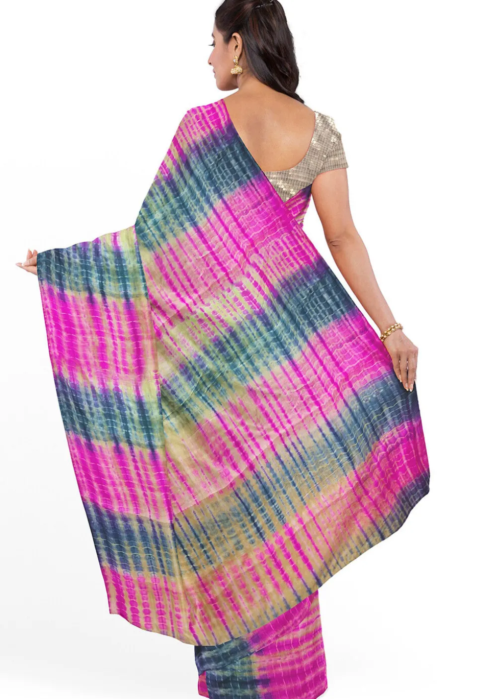 Tie N Dye Pure Silk Saree in Golden