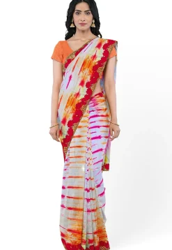 Tie n Dye Pure Silk Saree in Multicolor