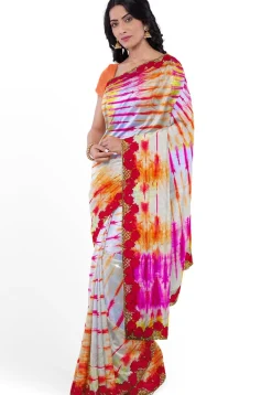 Tie n Dye Pure Silk Saree in Multicolor