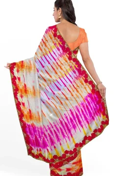 Tie n Dye Pure Silk Saree in Multicolor