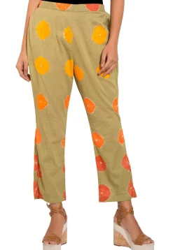 Tie N Dyed Cotton Pant in Olive Green