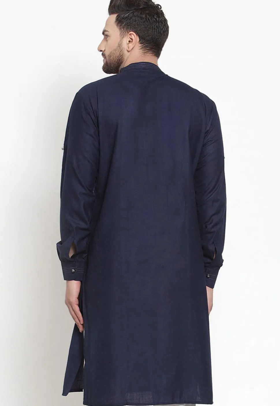 Tucked CottonKurta in Navy Blue