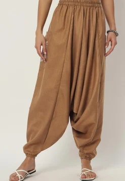 Warli Printed Cotton Flex Haram Pant in Dark Beige