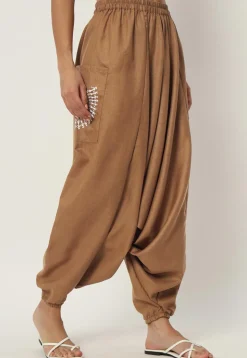 Warli Printed Cotton Flex Haram Pant in Dark Beige